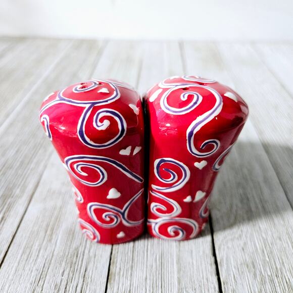 2-Piece Red Heart Shaped Salt and Pepper Shaker Set by Bella Casa by Ganz with - Picture 16 of 16